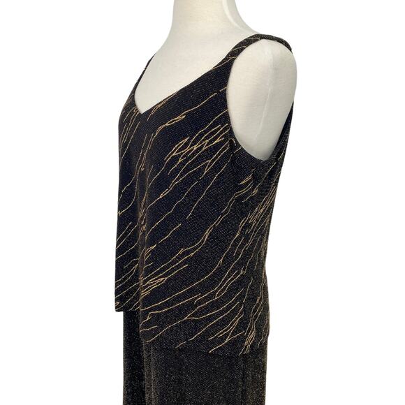 Vintage Alex Evenings Gown & Jacket Set Black Gold Metallic Design Layered 16 - Picture 8 of 16